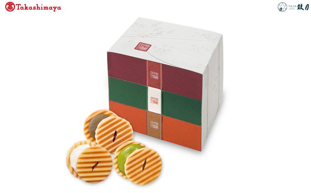 【高島屋選定品】【鼓月】姫千寿せんべい三段箱（シュガークリーム12枚入、有機抹茶12枚入、有機ほうじ茶12枚入）［ 京都 老舗 和菓子 千寿せんべい 有名店 和菓子 人気 おすすめ お菓子 スイーツ お取り寄せ 通販 ギフト プレゼント 贈答 ふるさと納税 ］