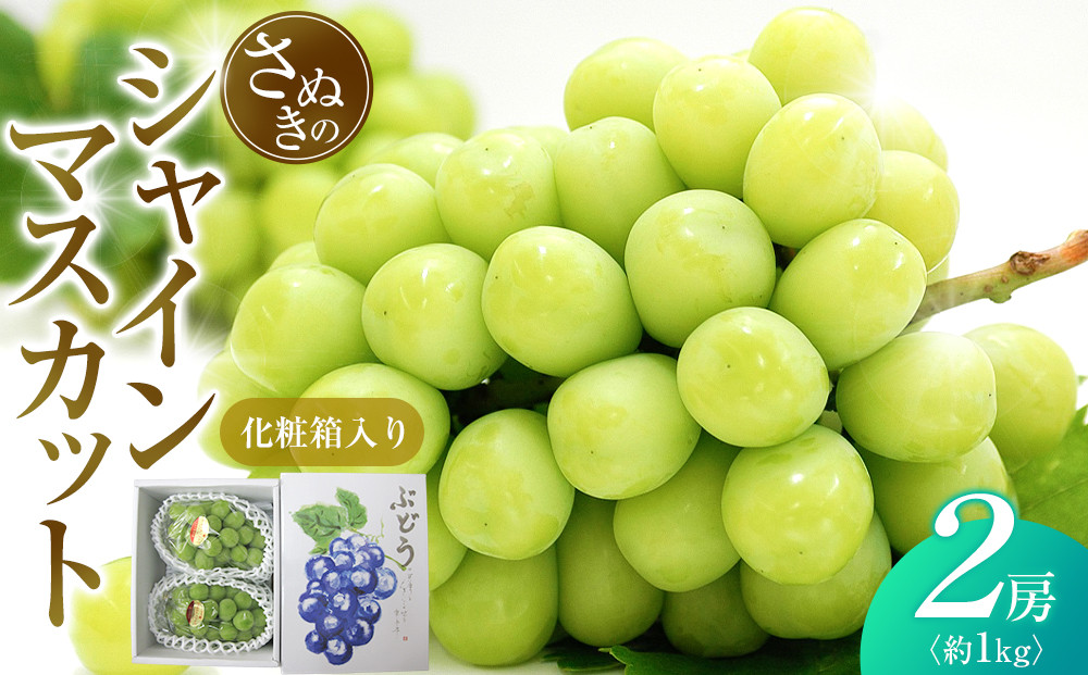シャインマスカット&nbsp;約1kg&nbsp;(2房)&nbsp;化粧箱入り