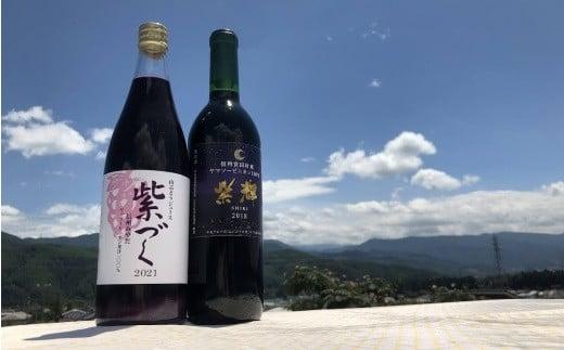 宮田ワイン「紫輝」と食ごころ「紫づく」（山ぶどうジュース）セット（野菜ジュース 飲料 野菜 やさい 食品 人気 飲料類 加工品 果実飲料 ドリンク 果汁飲料 ジュース 上伊那 宮田村 長野 信州 果汁100% 健康 美味しい 栄養 国産 日本産 料理 朝食 ギフト お祝い プレゼント 贈答）