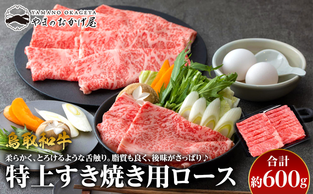 34.鳥取和牛 特上すき焼き用ロース 約600g【国産 鳥取和牛 和牛 焼肉 肉 にく ステーキ 鳥取県 北栄町 おすすめ 人気】
