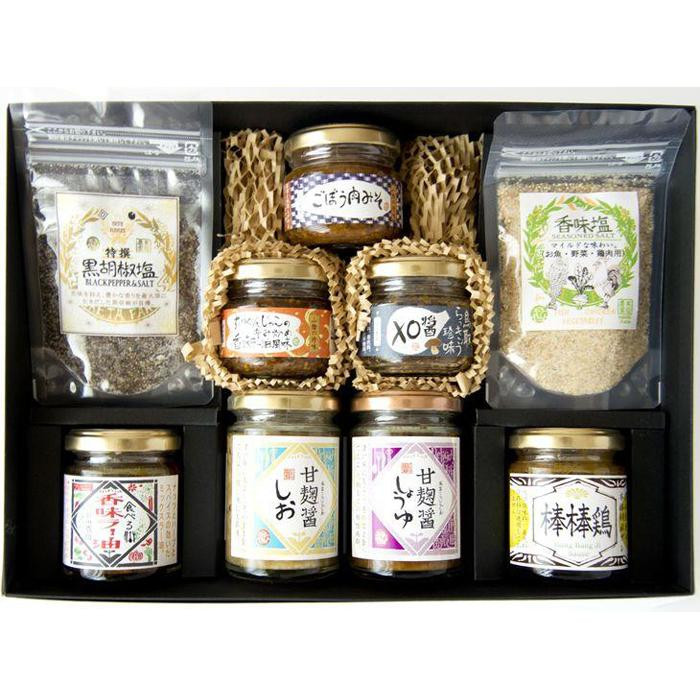 577.前田農園&nbsp;ご飯のおとも調味料セット|おかず&nbsp;&nbsp;甘麹醤しお&nbsp;甘麹醤しょうゆ&nbsp;本格胡麻ダレ&nbsp;棒棒鶏&nbsp;ごぼう肉みそ&nbsp;食べる香味ラー油&nbsp;鳥取らっきょう&nbsp;香味塩マイルド&nbsp;特撰黒胡椒塩&nbsp;ご飯&nbsp;ごはん&nbsp;白米&nbsp;米&nbsp;鳥取県&nbsp;北栄町&nbsp;おすすめ&nbsp;人気&nbsp;ギフト&nbsp;贈り物