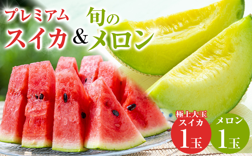 251.プレミアムスイカと旬のメロン1玉セット（こちらの返礼品は、大栄西瓜ではありません) ※6月上旬～7月下旬頃に順次発送予定 ※着日指定不可【西瓜 スイカ メロン セット商品  果物 フルーツ くだもの 鳥取県 北栄町 おすすめ 人気 送料無料】