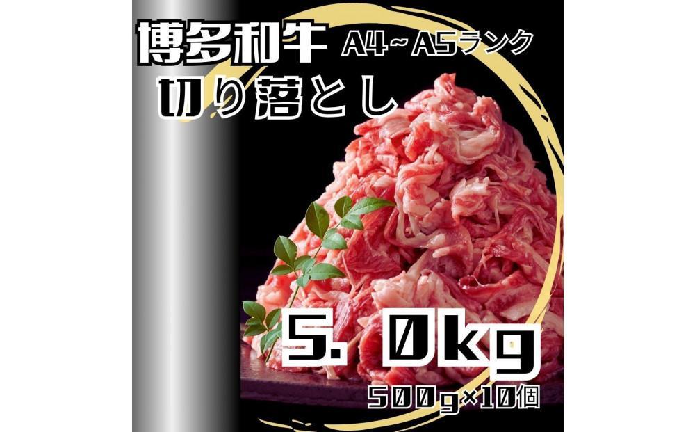 博多和牛A4ランク以上切り落とし　訳あり！　5.0kg（500g×10個）【牛肉&nbsp;肉&nbsp;牛&nbsp;和牛&nbsp;博多和牛&nbsp;ブランド牛&nbsp;切り落とし&nbsp;訳あり&nbsp;使いやすい&nbsp;便利&nbsp;&nbsp;A4&nbsp;ランク冷凍&nbsp;おすすめ&nbsp;筑前町&nbsp;ふるさと納税&nbsp;送料無料&nbsp;FL203】