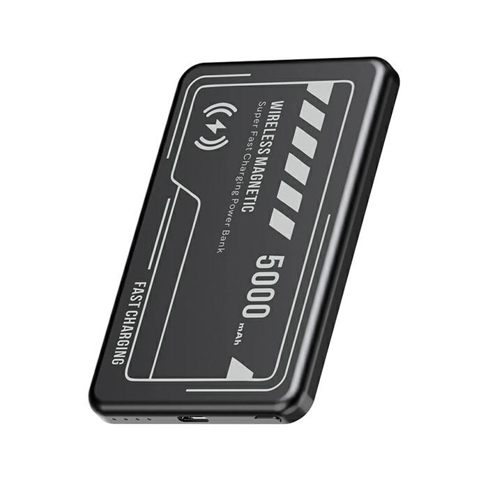 【MagSafe対応&nbsp;iPhone16充電】モバイルバッテリー＜ブラック＞ワイヤレス充電器5000mAh/19.25Wh