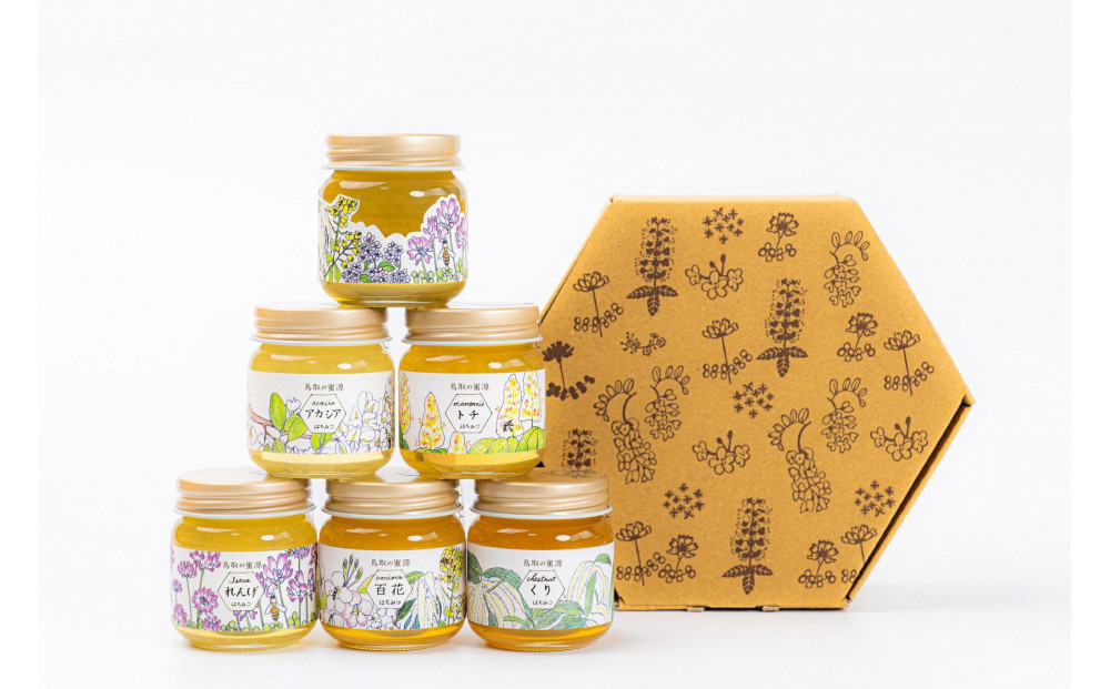鳥取県産はちみつ6種セット&nbsp;(福蜂蜜・トチ・れんげ・アカシア・くり・百花)(ふるさと物産館)