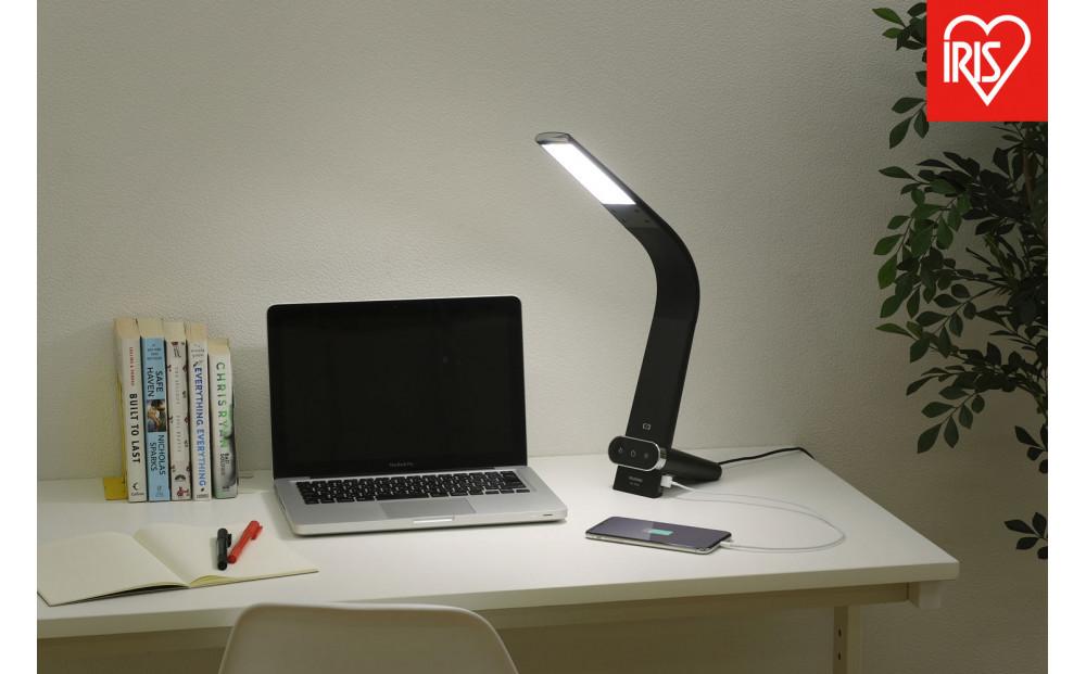 LEDデスクライトQi充電シリーズ&nbsp;縦置きタイプ&nbsp;調光・調色　LDL-QLDL-B　ブラック