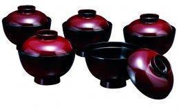 3.7吸物椀&nbsp;篁&nbsp;5客入（食器洗浄機OK）&nbsp;紀州漆器［YS40］