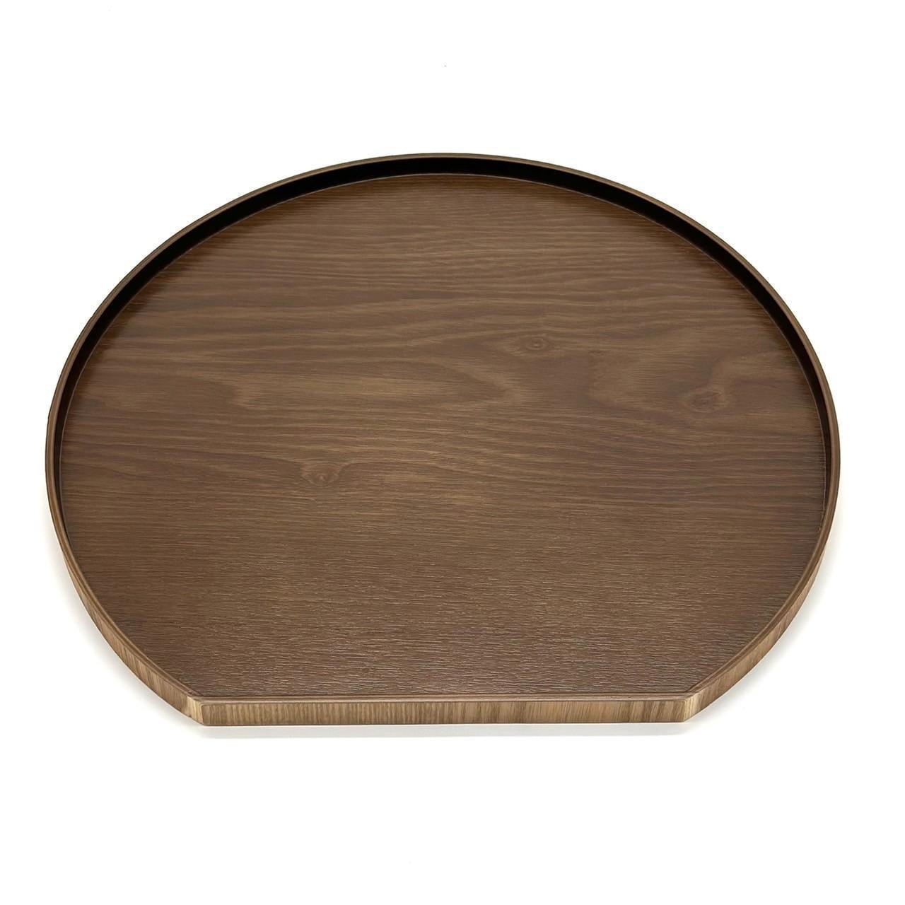 ［マロンブラウン］紀州漆器&nbsp;木製&nbsp;カラー半月盆&nbsp;トレー&nbsp;約36cm［YS140］