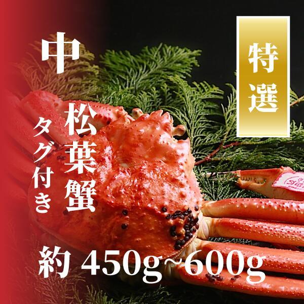 【特選】松葉ガニ 中サイズ 約450g～600g タグ付(茹で)