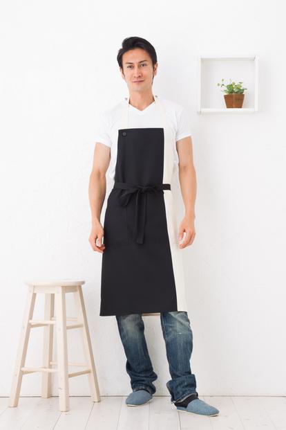 【ブラウン】ブロックカラーエプロン