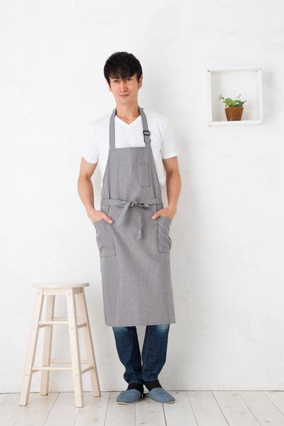 ヒッコリーデニムホルターネックエプロン