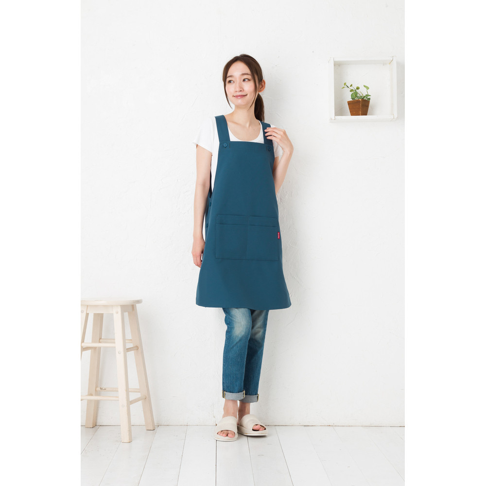 【ティールブルー】サロペットエプロン（撥水・撥油）