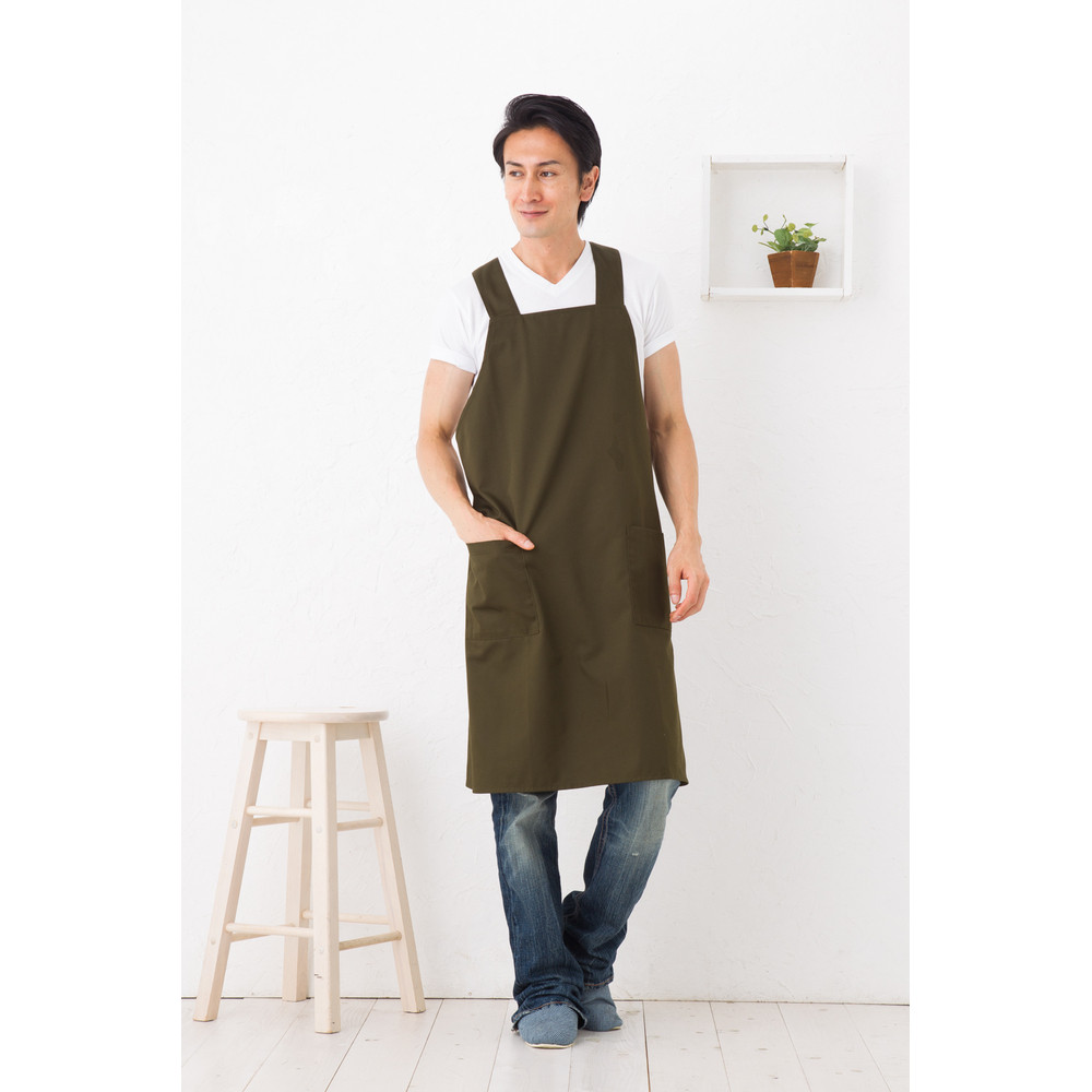 【カーキ】&nbsp;Ｔ/Ｃタブリエクロスメンズエプロン