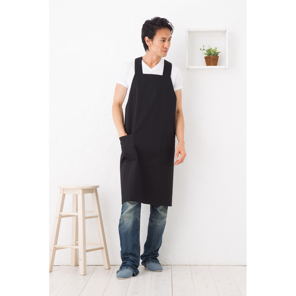 【ブラック】 Ｔ/Ｃタブリエクロスメンズエプロン