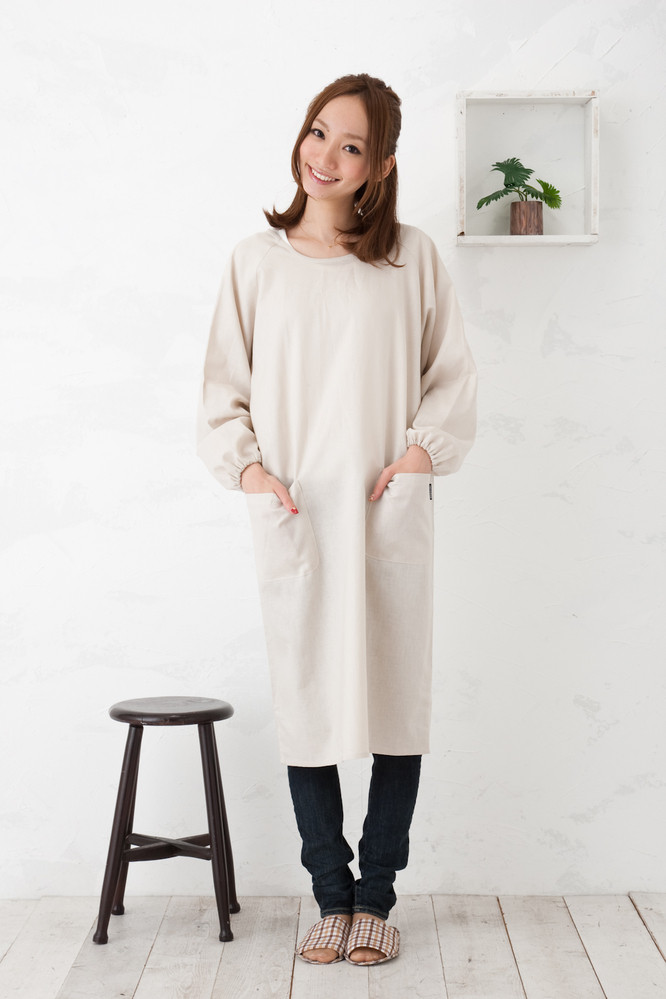 【ベージュ】ロング割烹着