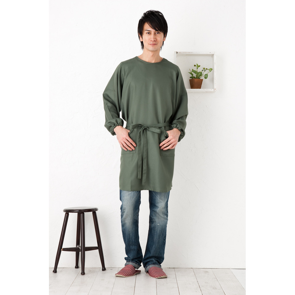 【グリーン】スタイリッシュラグランメンズ割烹着