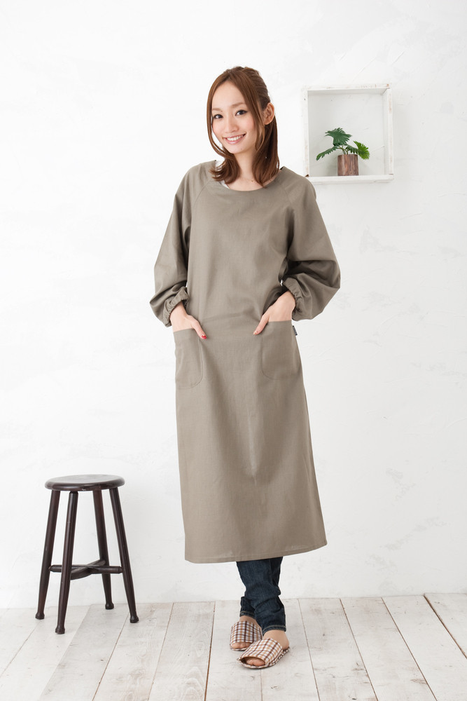 【グリーン】ロングストレート割烹着