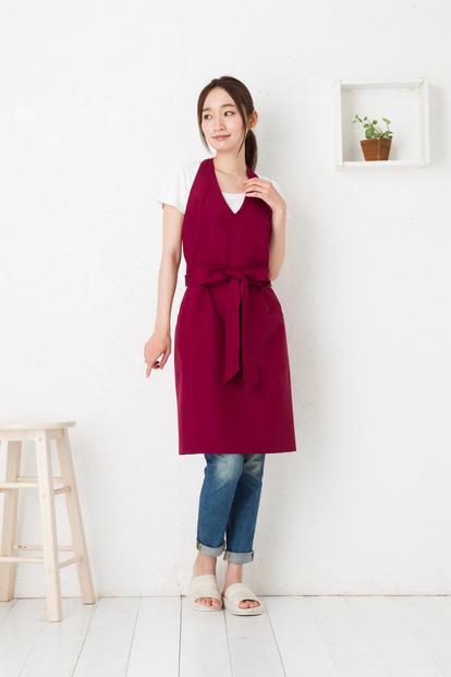 【ワイン】ホルターネックワンタッチエプロン（撥水・撥油）