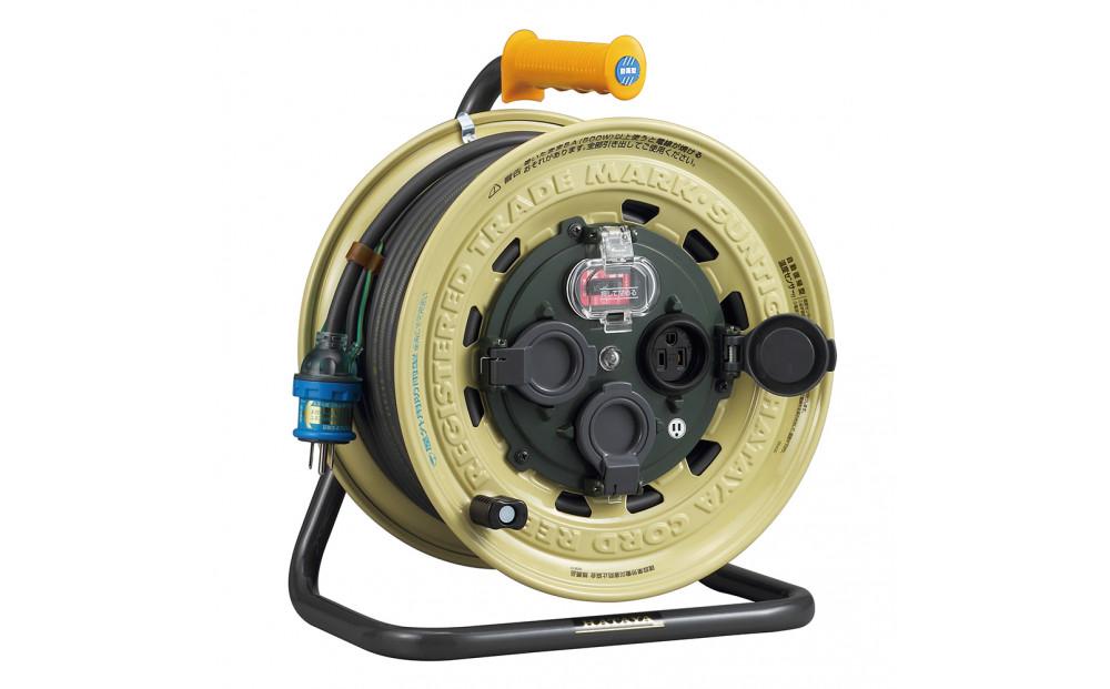 防雨型接地&nbsp;ELB付&nbsp;サンタイガーレインボーリール&nbsp;30m巻&nbsp;BX-301K