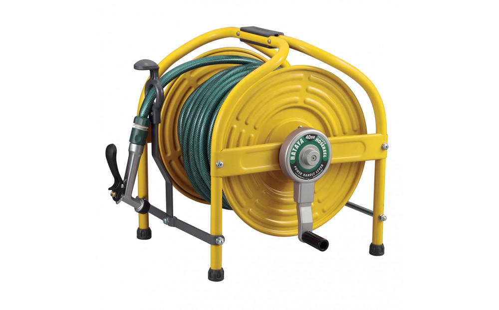 テツノホースリール&nbsp;塩ビホース41m&nbsp;レバーノズル付&nbsp;HLA-40N＜イエロー＞