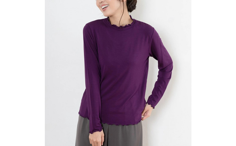 レディースハイネックカットソー&nbsp;長袖&nbsp;パープル&nbsp;L