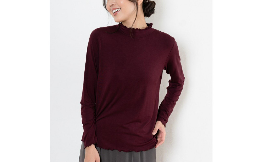 レディースハイネックカットソー&nbsp;長袖&nbsp;ボルドー&nbsp;L