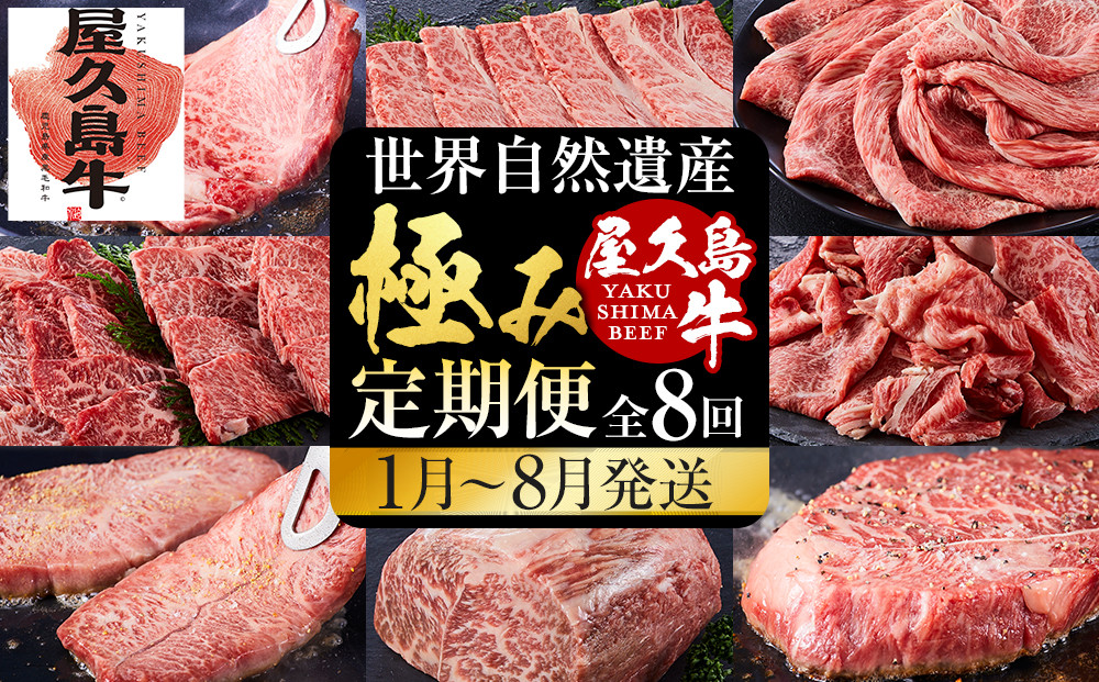【定期便&nbsp;全8回】【屋久島牛】世界自然遺産&nbsp;全品堪能定期便＜1～8月発送＞