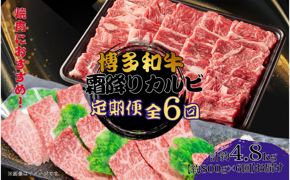 博多和牛&nbsp;霜降りカルビ&nbsp;全6回定期便&nbsp;約800g×6回