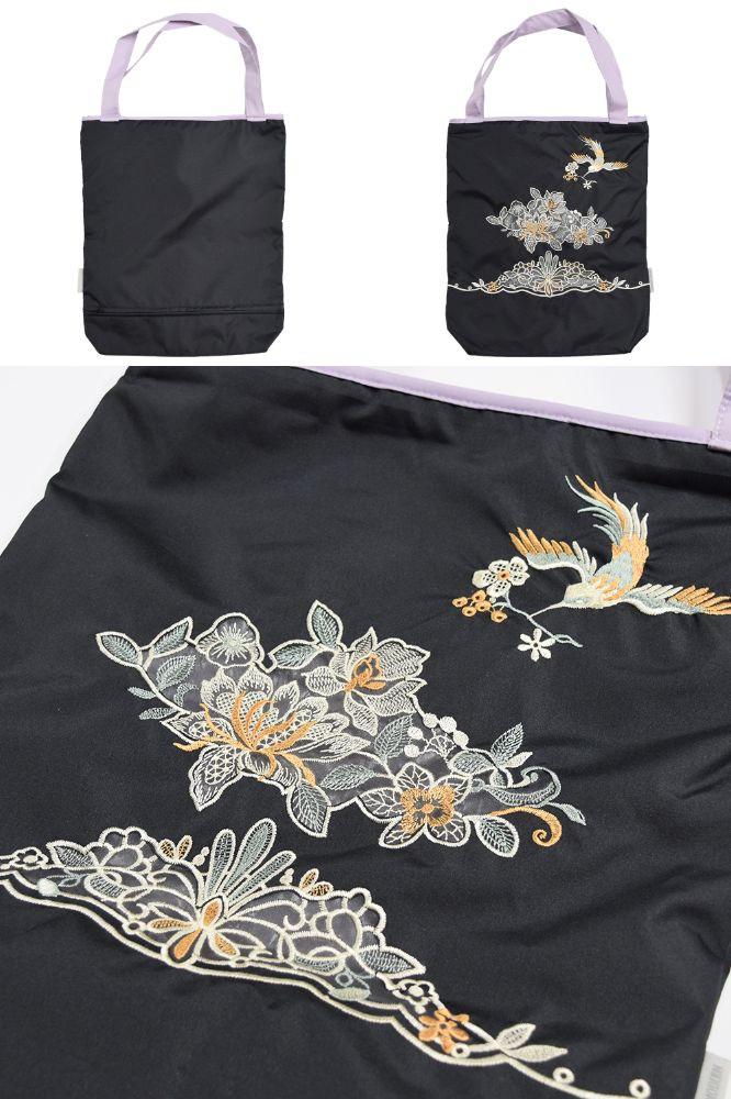 【シノワズリーモダン京都】花鳥オーガンジーカットワーク刺繍&nbsp;防水・撥水トートバッグ&nbsp;ブラック［&nbsp;京都&nbsp;日傘&nbsp;ブランド&nbsp;防水&nbsp;撥水&nbsp;トート&nbsp;濡れた傘を入れてもOK&nbsp;カットワーク刺繍&nbsp;おしゃれ&nbsp;人気&nbsp;おすすめ&nbsp;レディス&nbsp;女性用&nbsp;ギフト&nbsp;プレゼント&nbsp;お取り寄せ&nbsp;通販&nbsp;送料無料&nbsp;ふるさと納税&nbsp;］