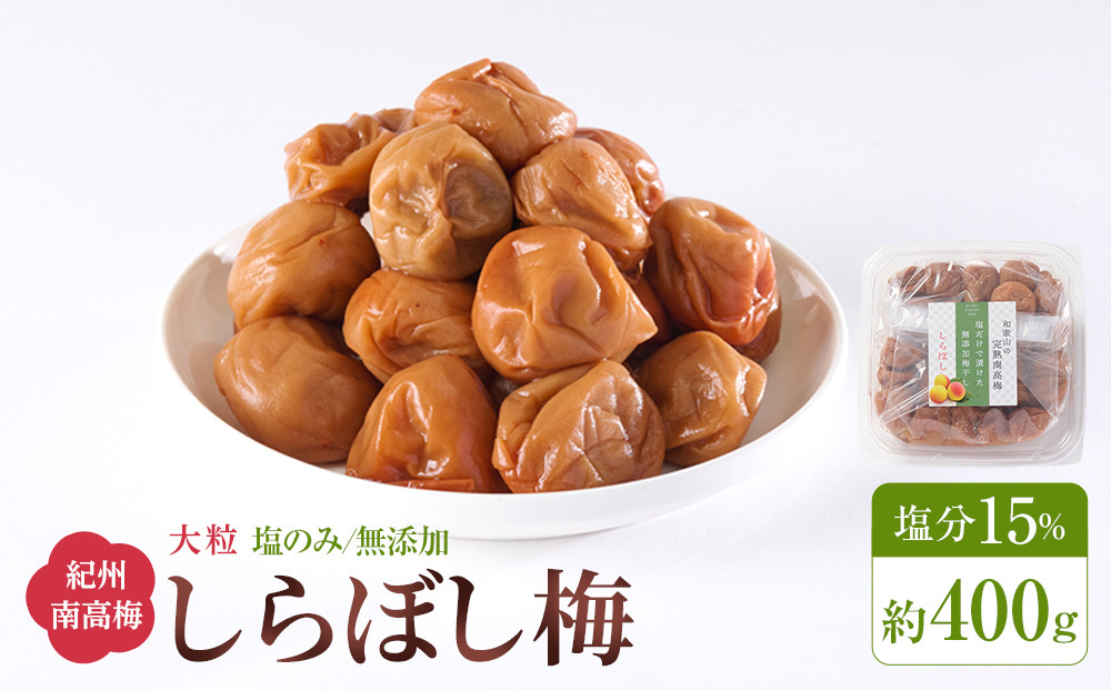 梅干し しらぼし梅 約400g 塩のみ 無添加 大粒 紀州南高梅 塩分約15％ 和歌山県産