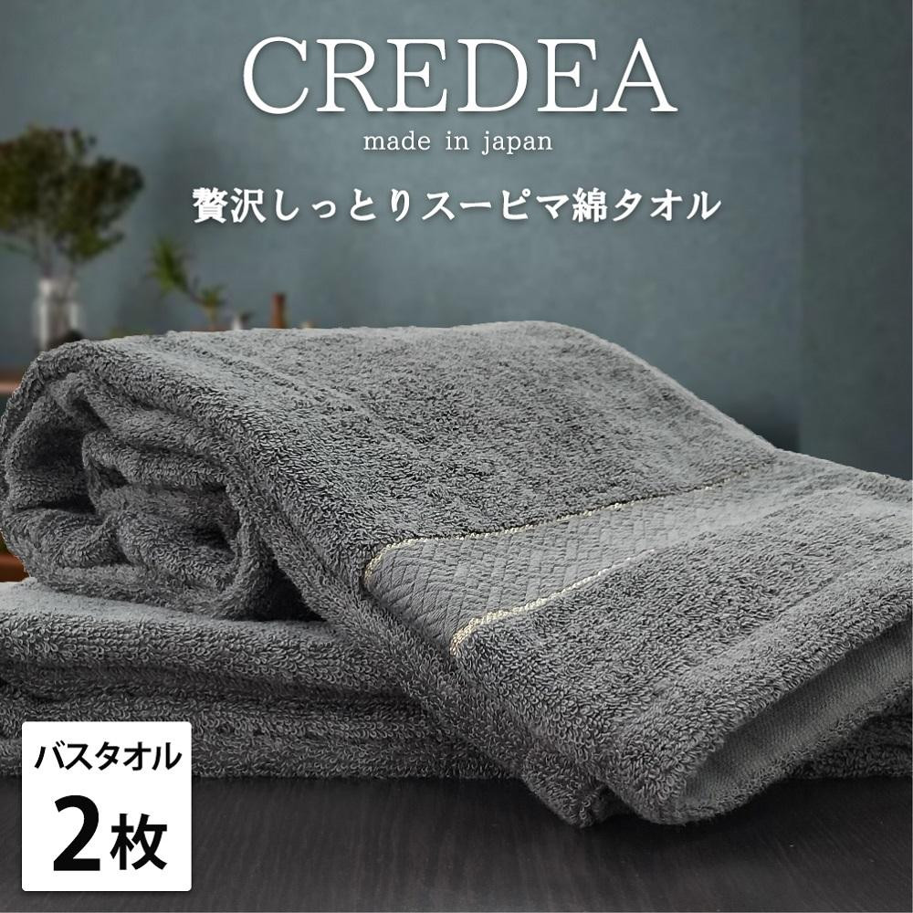 【バスタオル2枚組】スーピマ綿バスタオル 60×120cm クレB2-GY