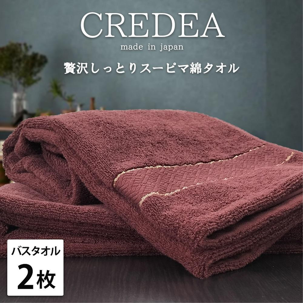 【バスタオル2枚組】スーピマ綿バスタオル 60×120cm クレB2-WRE