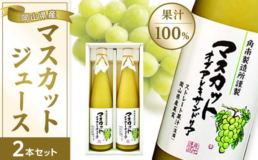 岡山県産&nbsp;マスカットジュース&nbsp;2本&nbsp;セット&nbsp;(500ml×2本)(&nbsp;マスカット・オブ・アレキドリア&nbsp;果汁100％&nbsp;)【&nbsp;ジュース&nbsp;マスカット&nbsp;葡萄&nbsp;ぶどう&nbsp;セット&nbsp;詰合せ&nbsp;フルーツジュース&nbsp;瓶&nbsp;ストレートジュース&nbsp;逸品&nbsp;おすすめ&nbsp;岡山県&nbsp;】