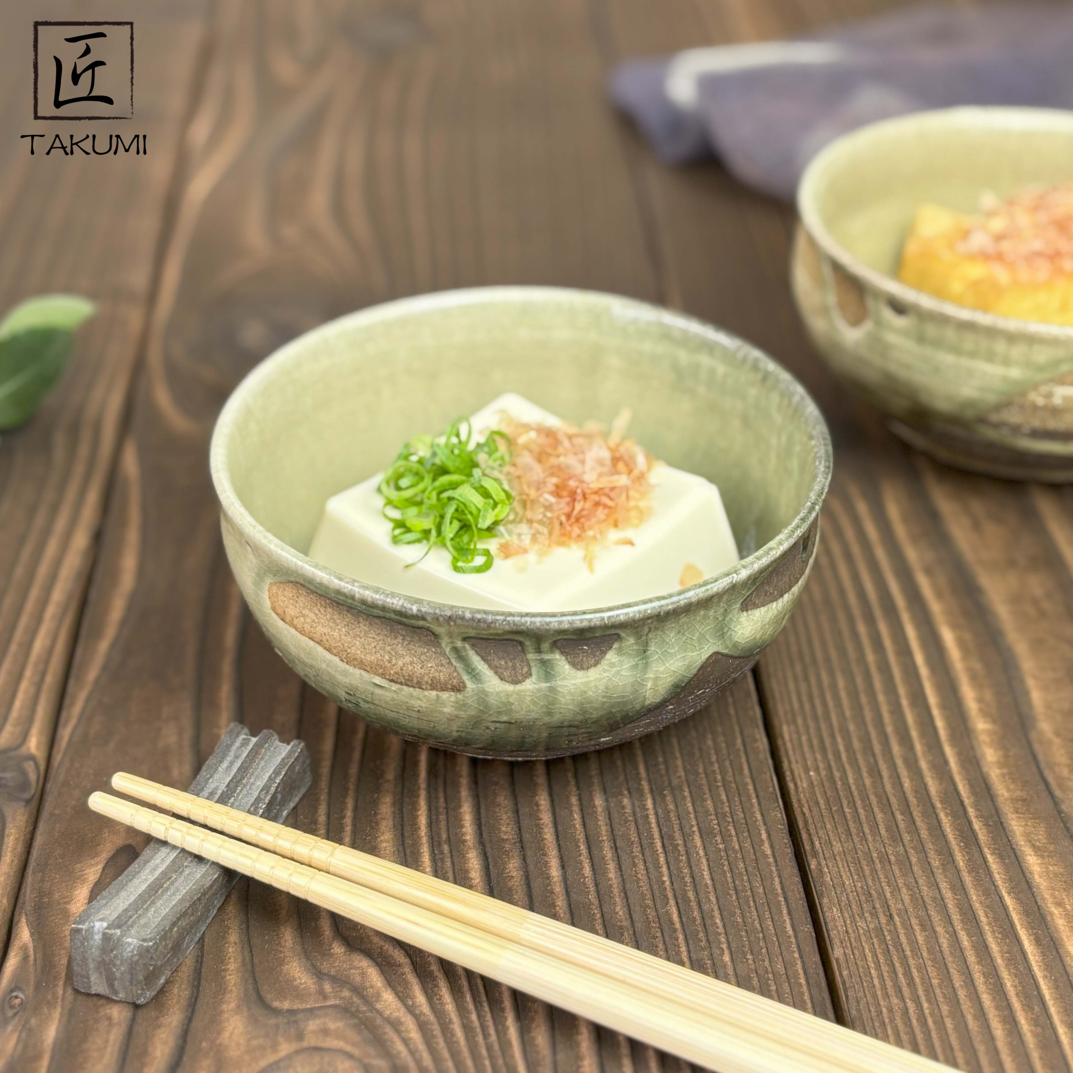 信楽焼　いろどり小鉢2個セット（織部）