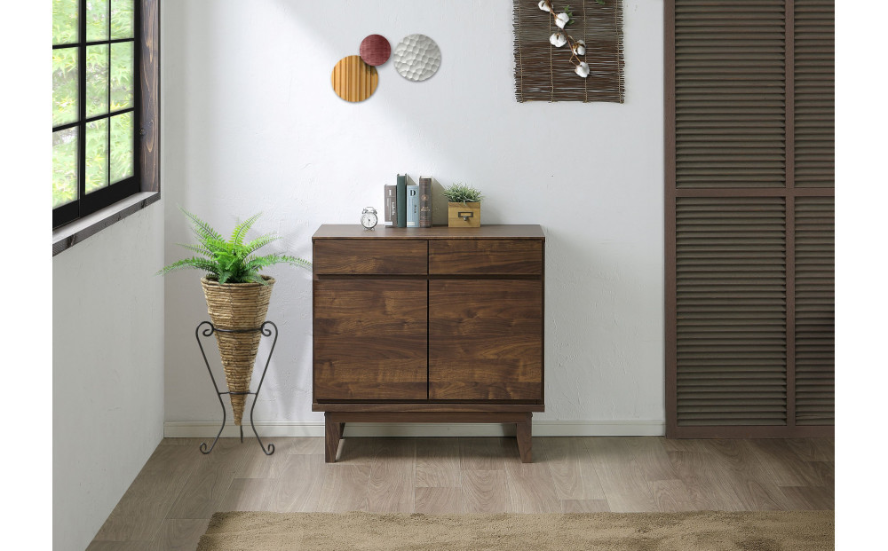 【ウォールナット】大川家具&nbsp;幅80cm&nbsp;サイドボード-ramsey-ラムジー