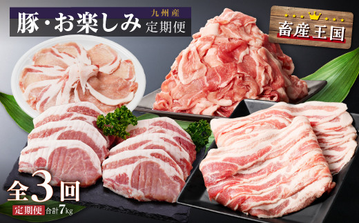 九州産・豚お楽しみ定期便（計３回）