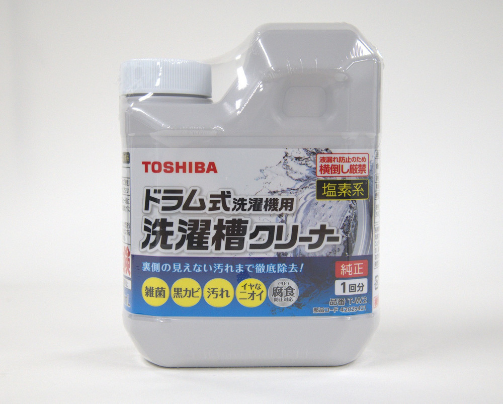 東芝　ドラム式用　洗濯槽クリーナー&nbsp;塩素系&nbsp;1回分&nbsp;750mL　T-W2