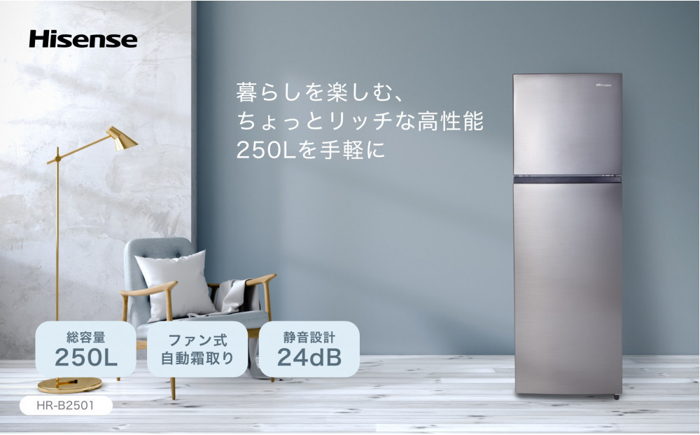 ハイセンス(HR-B2501) 250L 2ドア ファン式 冷蔵庫