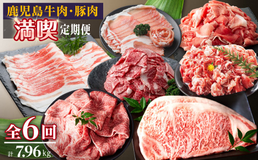 鹿児島牛肉・豚肉満喫定期コース（毎月1回お届け）ｘ全６回