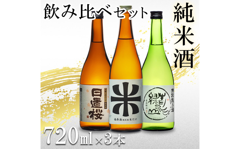 鳥取の地酒(日本酒)純米酒 飲み比べセット 720ml×3本