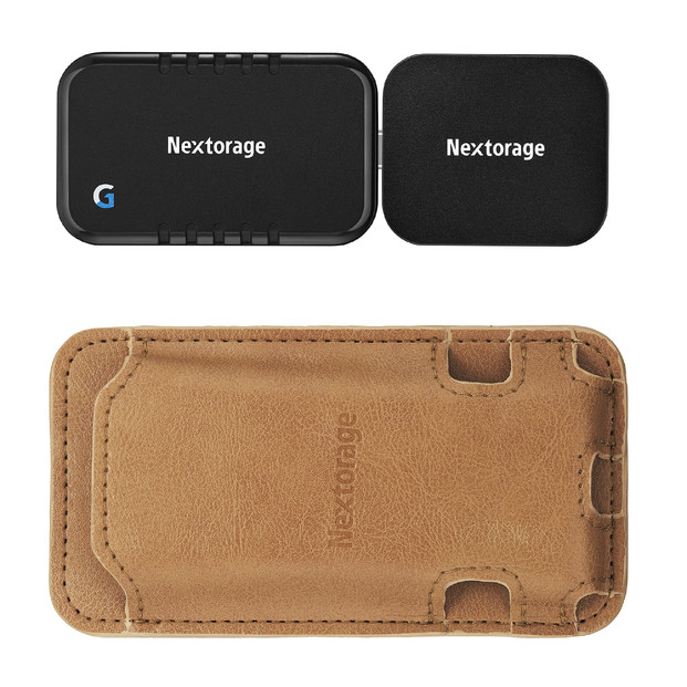映像出力やデータ転送と同時に給電可能なマルチアダプターとポータブルSSD、専用MagsafeケースセットNX-PDPA1｜PDPアダプター®NX-P2SEG 2TB｜ポータブルSSDNX-PDPA1MC｜MagsafePUレザーケース
