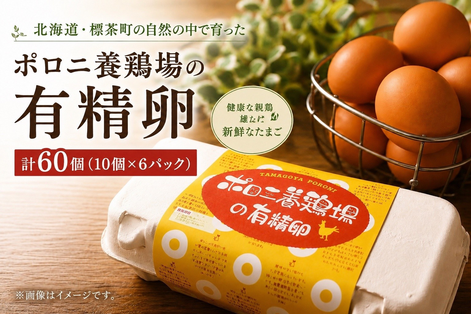 【ポロニ養鶏場】有精卵&nbsp;計60個（10個×6パック）【&nbsp;たまご&nbsp;ポロニ養鶏場&nbsp;デザート&nbsp;ケーキ&nbsp;お菓子&nbsp;標茶町&nbsp;北海道&nbsp;】