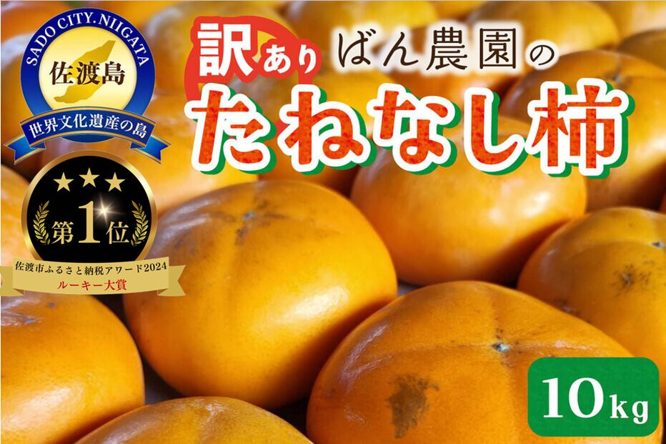 【2026年10月以降発送】訳ありたねなし柿10kg（箱込み重量）佐渡島産