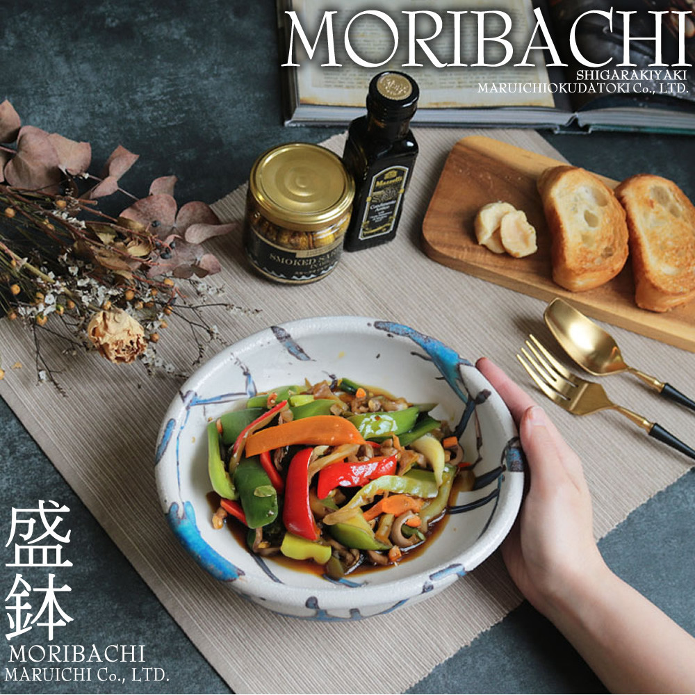 信楽焼 盛鉢（碧水） 満水1000cc 楕円変形大鉢