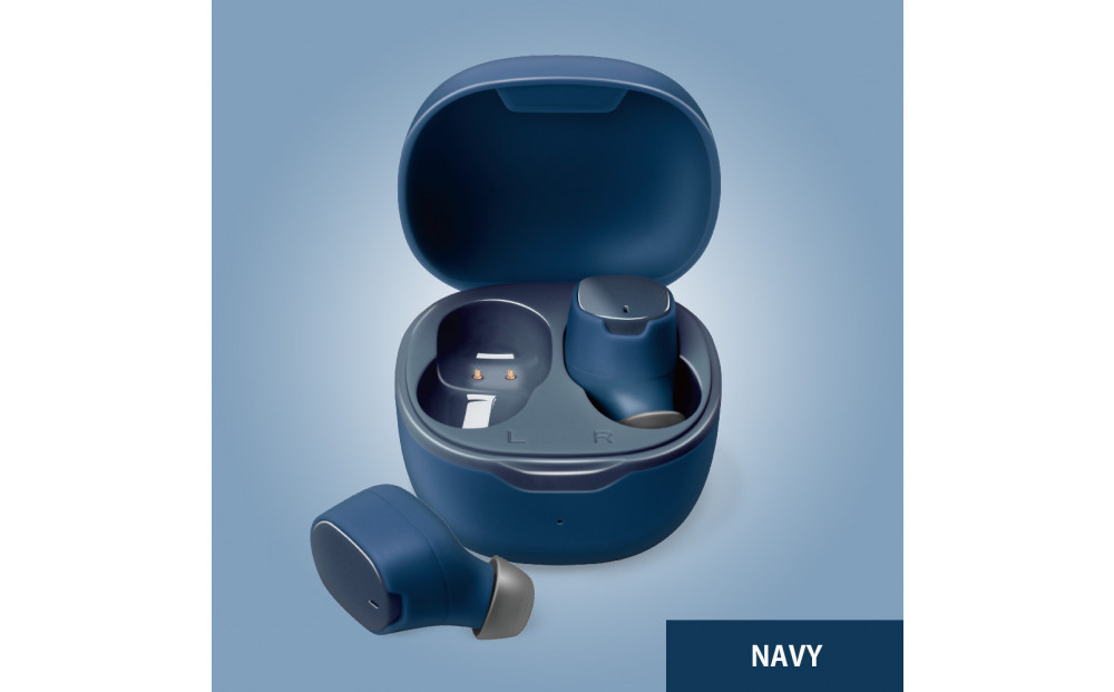 【ネイビー】Bluetooth&nbsp;5.3&nbsp;IPX5&nbsp;防滴&nbsp;完全ワイヤレス&nbsp;ステレオイヤホン&nbsp;カナルタイプPG-BTE17TW