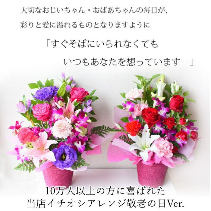 《敬老の日》フラワーアレンジメント 藤色エレガンス＜出荷開始：9/8～9/15までのお届け 当店おまかせ＞【 花 お祝い お礼 贈り物 メッセージカード 祖母 祖父 ギフト プレゼント 送料無料 ふるさと納税 門真市】