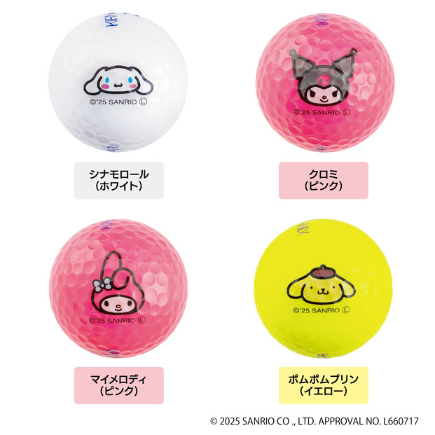 ゴルフボール KIRA★STAR×SANRIO CHARACTERS  24個入り【シナモロール、クロミ、ポムポムプリン、マイメロディ (４種類)】 サンリオ ゴルフ キャスコ kasco