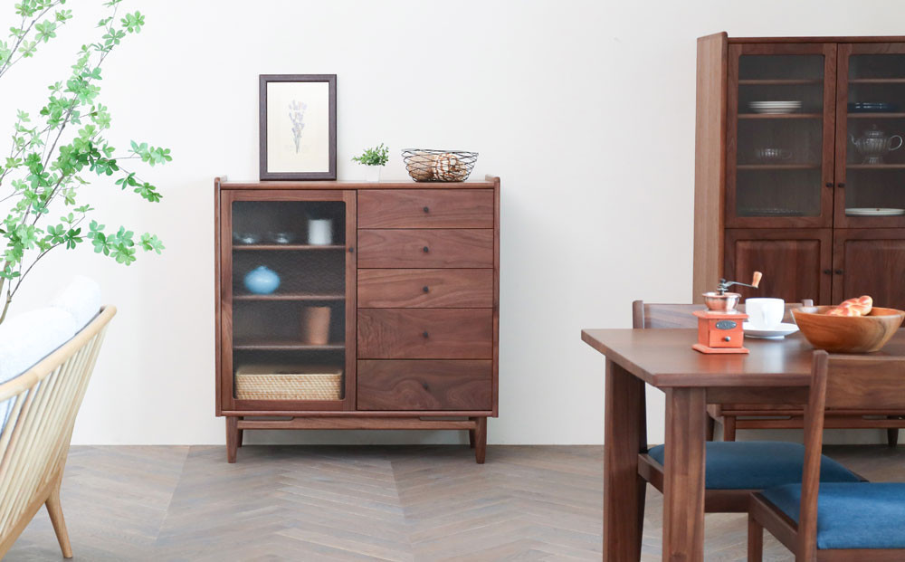 旭川家具&nbsp;MUKU工房オリジナル&nbsp;ジャム&nbsp;サイドボード&nbsp;100&nbsp;ウォールナット_04895