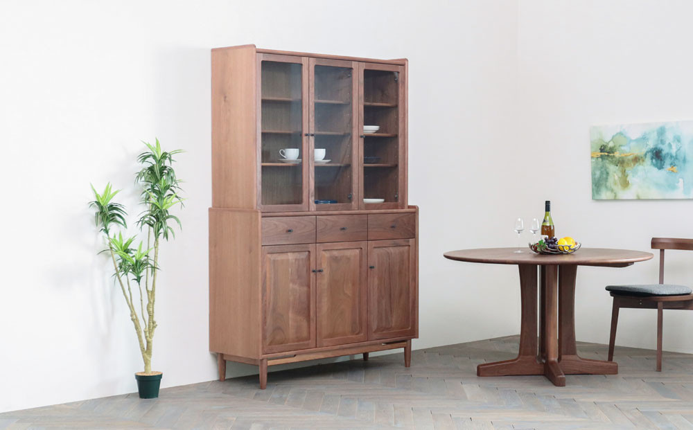 旭川家具&nbsp;MUKU工房オリジナル&nbsp;ジャム&nbsp;カップボード&nbsp;120&nbsp;ウォールナット_04905