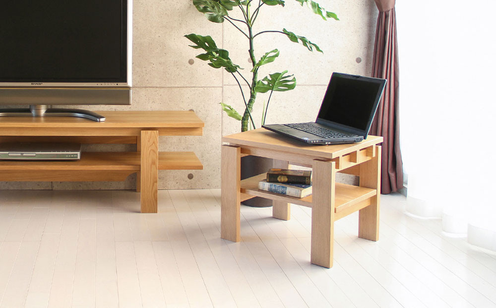 旭川家具 MUKU工房オリジナル ノキ サイドテーブル 北海道ナラ_04910